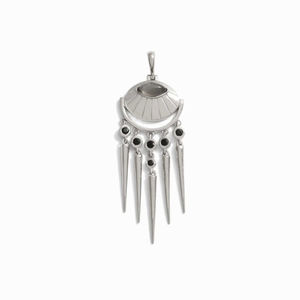 Grey Moonstone Wind Chime Amulet Sterling Silver